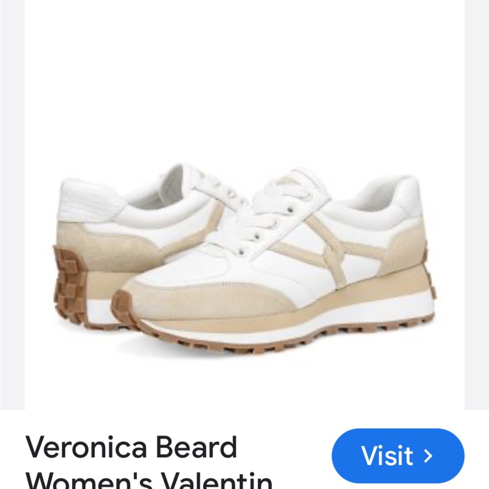 Veronica Beard White and Tan Retro Sneakers